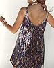 MIYIEONZ Women Sequin Sexy V Neck Shift Dress Spar... #4