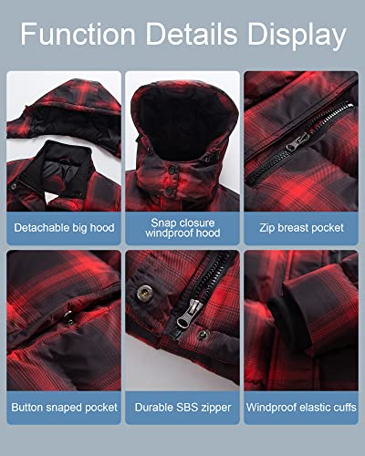 Pursky Women's Ladies Short Quilted Cold Winter Coat Down Jacket Windproof Puffy Parka Outerwear Black Red M #TOP4