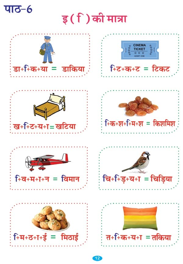 GIKSO Hindi Reading and Hindi Writing Practice Books for Kids Age 4-8 Years Old - Sulekh Manika - 1 and Swar Sarita: Set of 2 Hindi Workbooks | Varnmala | Maatra, Swar, Akshar, Shabd, Vaakya Gyan 4