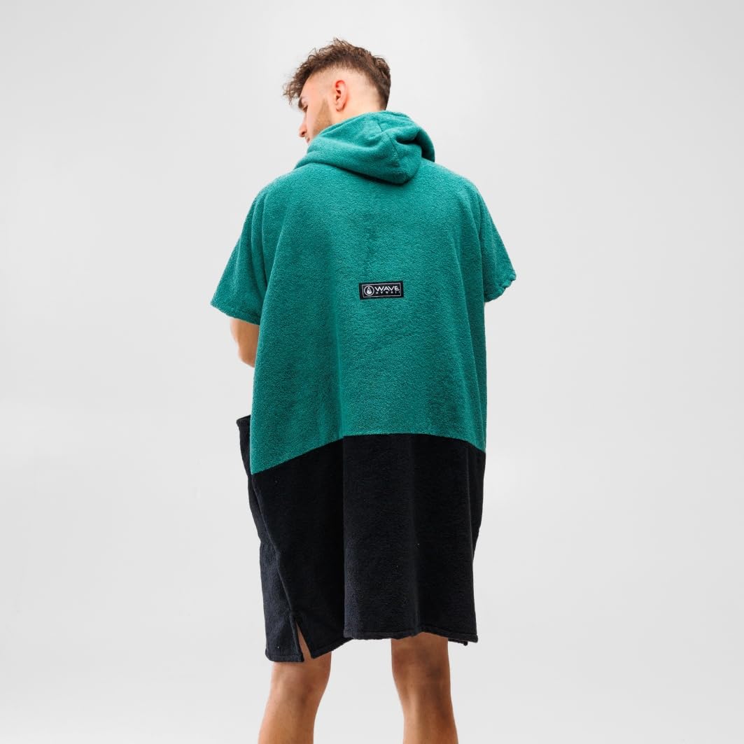 WAVE HAWAII Poncho Faro - Poncho de surf, 100% algodón, para tallas de cuerpo de 160 – 190 cm, para natación, playa, surf, toalla de baño con poncho de ducha para mujer, hombre y adulto, M/L