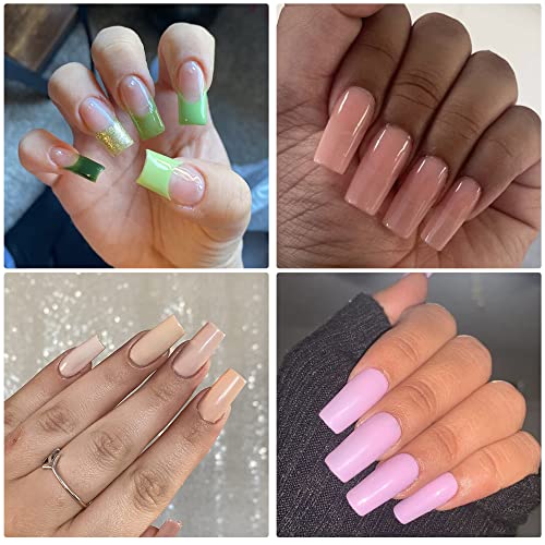 Addfavor 600Pcs Square Gel X Nail Tips Clear Full Cover Medium Length Square Fake Nails Acrylic False Nail Tip For Salon And Home Nail Design 12 Sizes #TOP5
