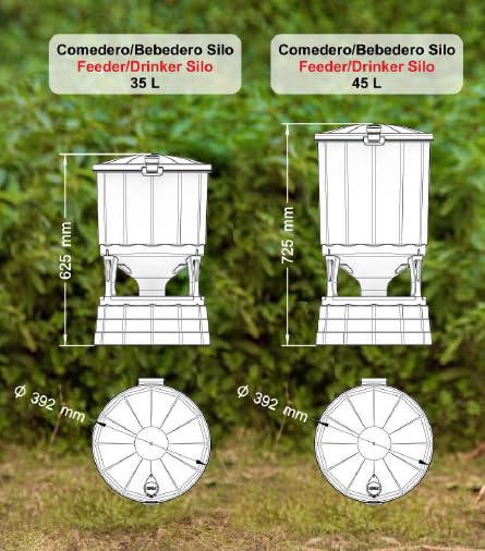 Abbeveratoio Silo Per Galline E Polli - Capacità 35 Litri, Ø 39.5 Cm, Con Filtro, Senza BPA, UV Protetto