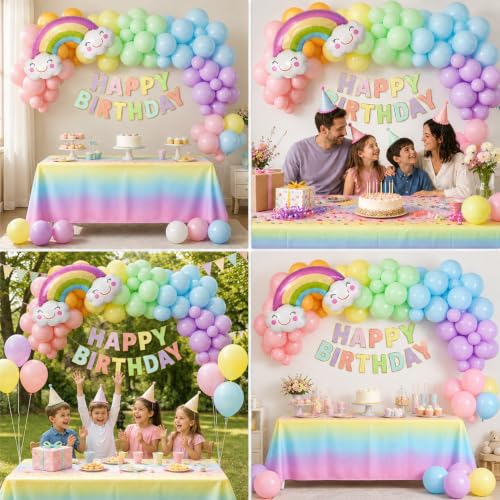 Image of 62 Pcs Rainbow Birthday Decoration Balloons Kit, for Kids & Girls