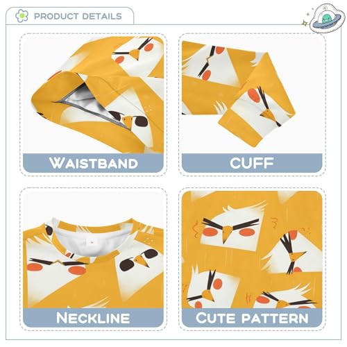 JUNZAN Cartoon Cute Albatross Yellow Little Kids Hooded Sweatshirt Fleece Kids Pullover Hoodie Sports 4T3