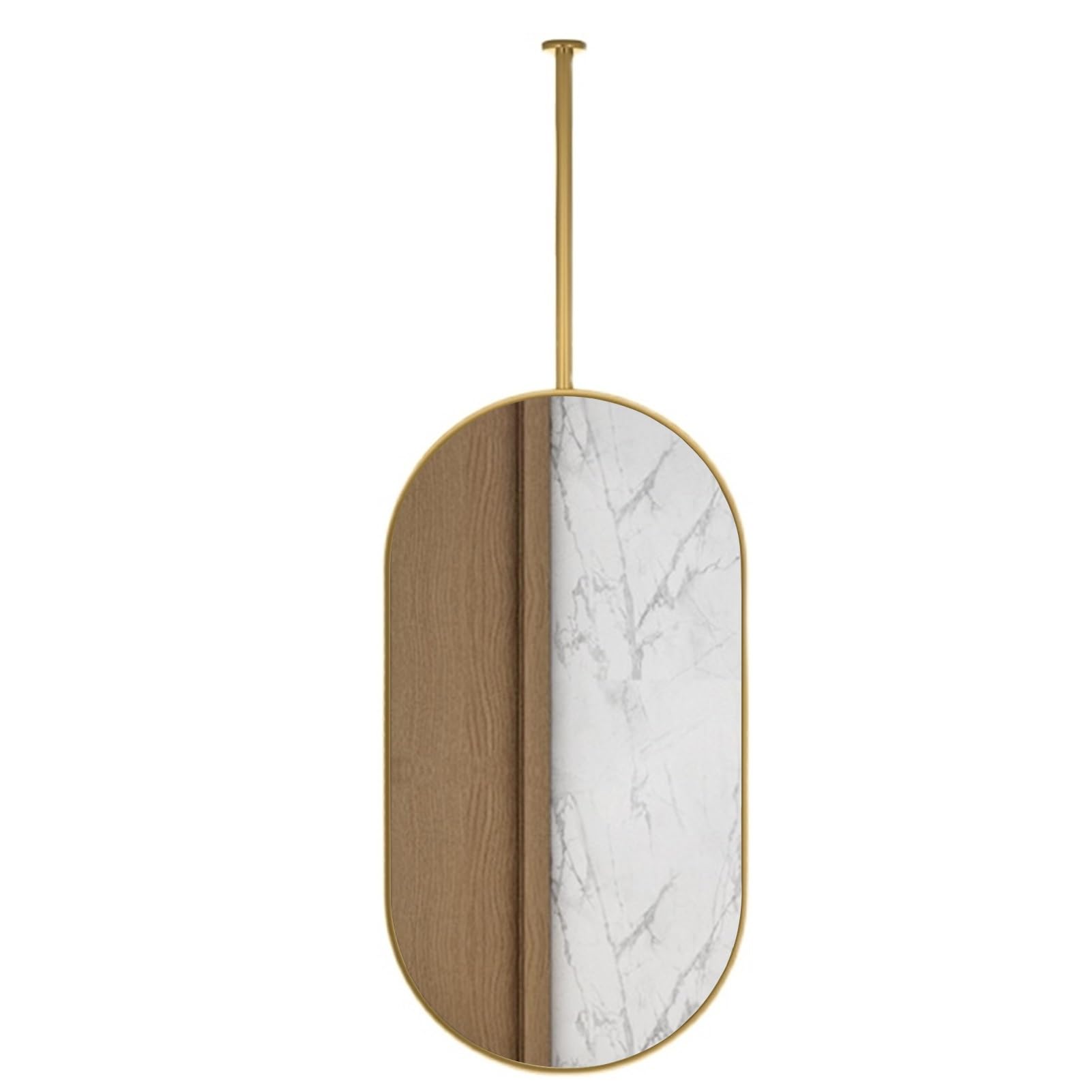 FGXHHS Wall Mirrors for Bathroom, Gold Oval, Suspended Mirror with Metal Frame Vertical Hotel Hanging - Boom can be customizable (Size : 50cmx70cm)