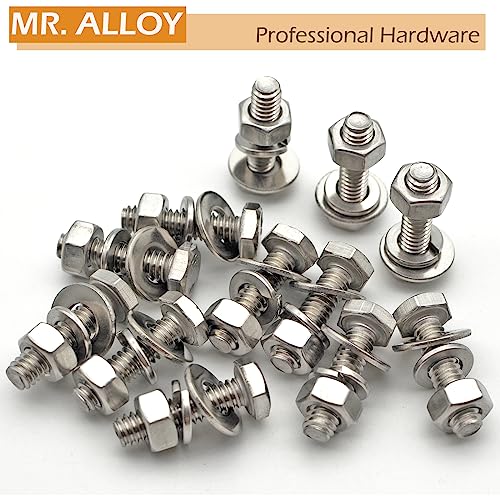 MR. ALLOY 1/4-20 Bolts, Nuts, and Washer Kit, 12 Sets, 304 Stainless Steel Hex Bolts w/Nuts, 1/4 Flat Washers and Lock Washers (1/4-20 x 1) - Image 4