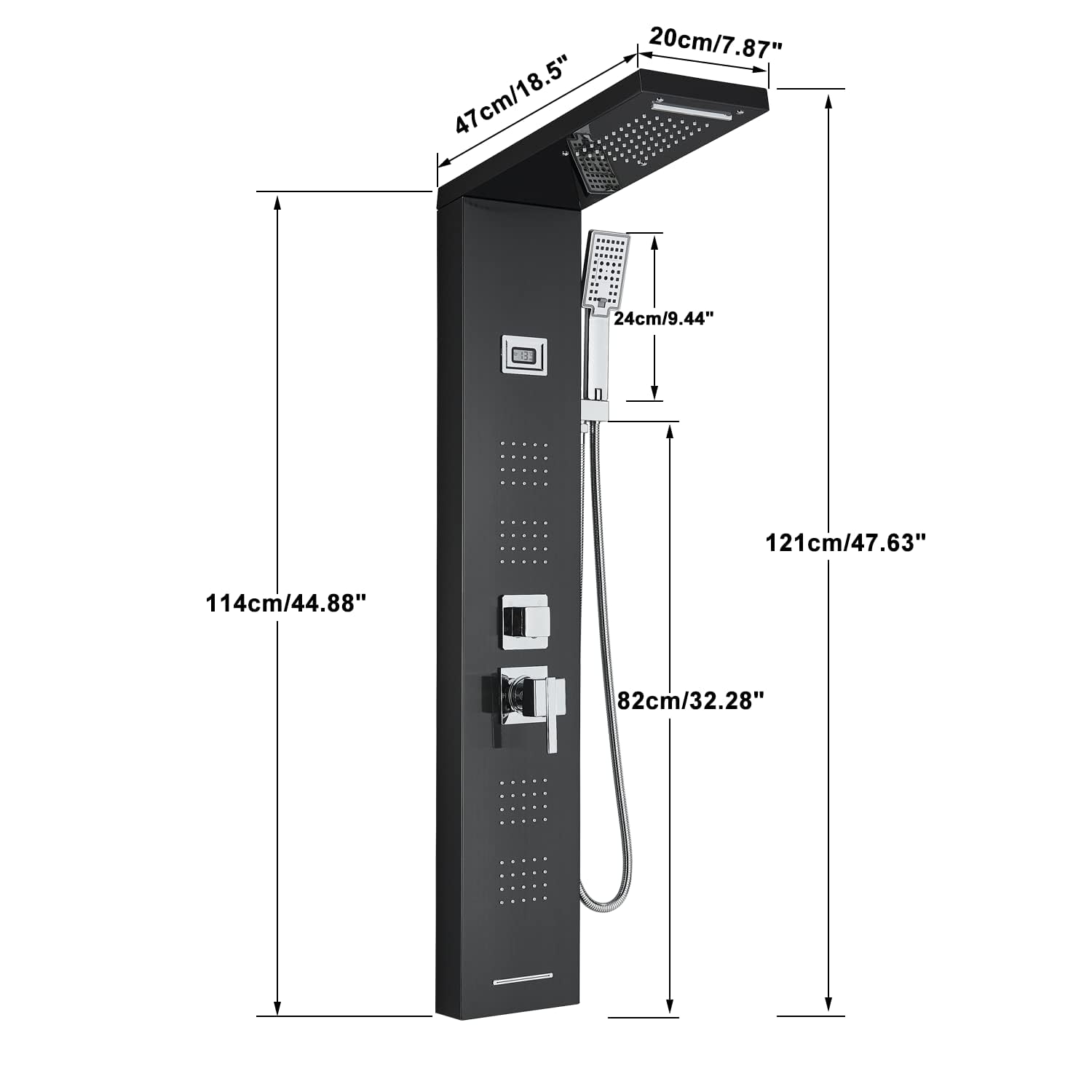 Colonna doccia nera colonna idromassaggio con rubinetto in acciaio inox pannello doccia set doccia sistema doccia bagno