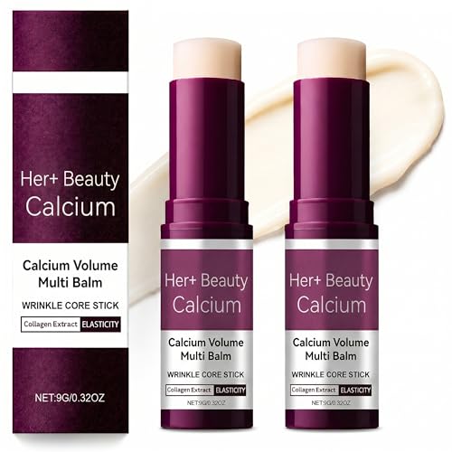 Her+ Beauty Collagen Calcium Multi Balm Stick, Hydrating & Moisturizing Balm with Vitamin D & Shea Butter, Helps Skin Feel Soft and Smooth, for Eyes, Face & Neck (2PCS)