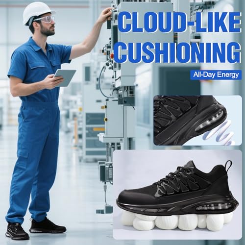 Image of Steel Toe Work Shoes for Men Lightweight Safety Shoes with Puncture Resistant Sole Comfortable Construction Industrial Work Shoe for Warehouse