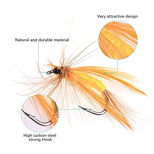 Fly Fishing Flies Kit With Box, Dry Wet Flies, Nymphs, Streamers For Bass Salmon Trout Fishing 120Pcs/64Pcs #TOP4