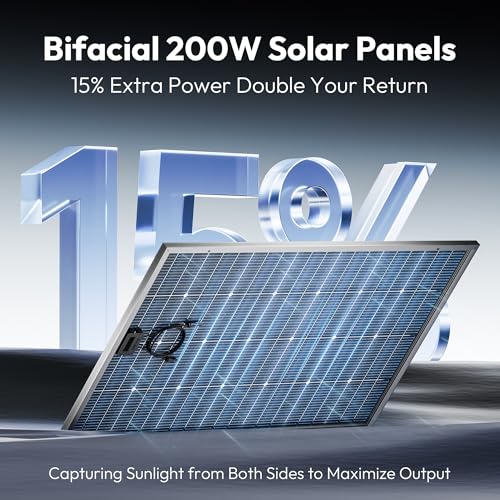 Image of Epoch 200W Bifacial Solar Panels,16BB 12 /24 Volt Monocrystalline Solar Panel, High-Efficiency Waterproof Solar Module for RV Camping, Boat, Marine,Off-Grid (200w Single)