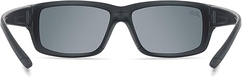 Miniatura 5 de Hobie Gafas de sol deportivas polarizadas para hombre, ajuste grande, cobertura completa, Snook con lentes grises, Negro satinado