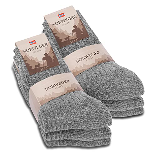 6 Paar Norweger Socken Herren Damen Wintersocken warme Wollsocken 20100 (47-50 Grau)