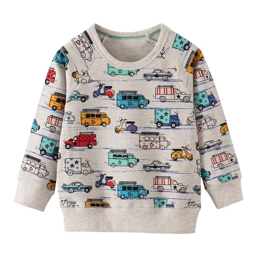 Toddler Boys Crewneck Sweatshirts Kids Baby Cute Print Cotton Pullover Long Sleeve T-Shirts Tops Warm Sweatshirt