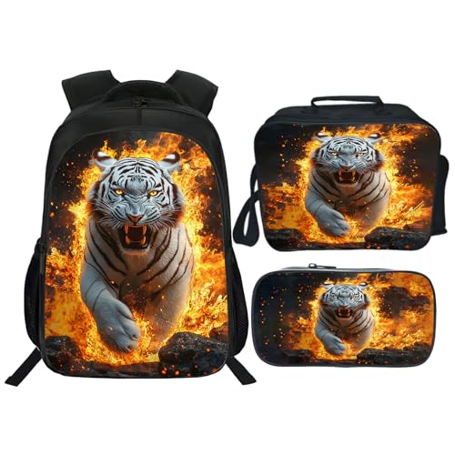 White Tiger Backpack 3PCS 16
