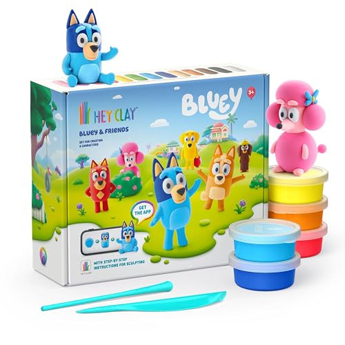 HEY CLAY Bluey y Amigos - Masa para modelar de secado al aire para niños - Kit creativo de manualidades 3+
