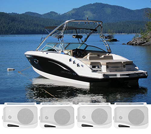 Image of Rockville HP4S-8 4-in 360W Peak / 120W RMS Outdoor /Indoor Speakers, 8 Ohm, IPX44 Weather-Resistant, Swivel Brackets, Removable Paintable Grills, for Patio and Boat Use, 4-piece