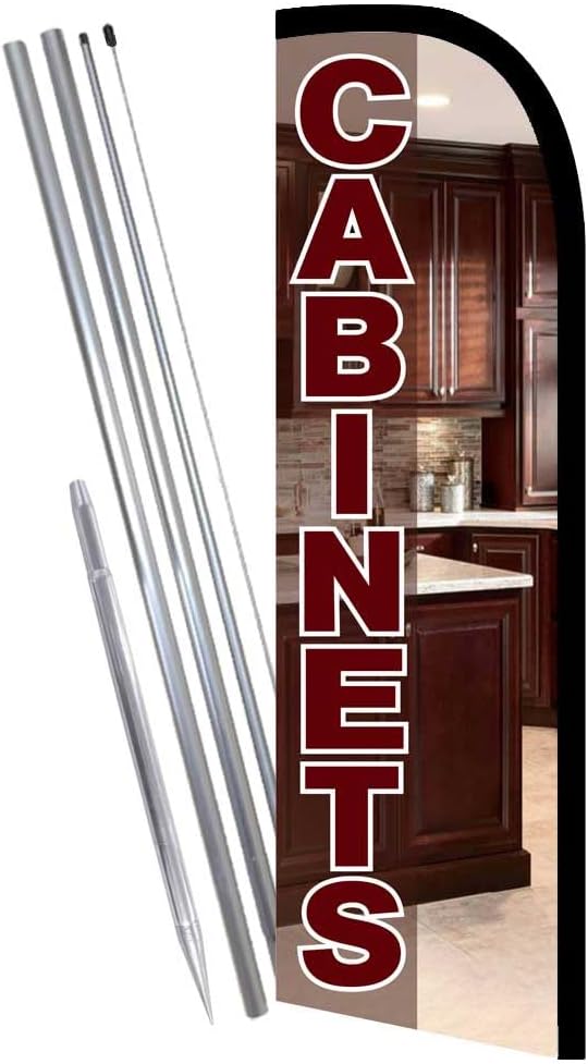 x Cabinets Windless Feather Banner Flag Kit (Flag, Pole, & Ground Mt)