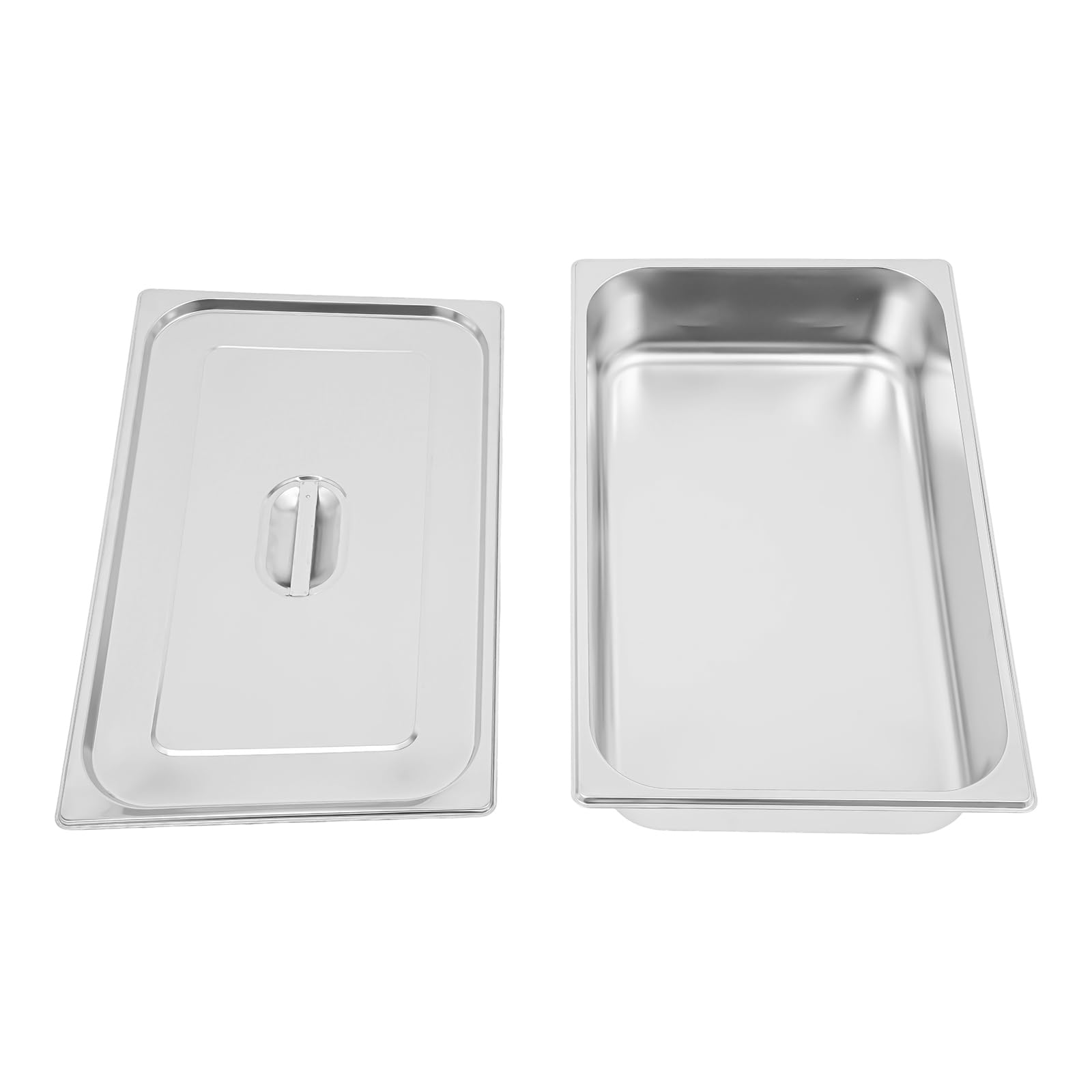 Set di 4 vassoi per alimenti GN 1/2 in acciaio inox 7,5 l, 32,5 x 26,5 x 10 cm, piatto da cucina profondo per buffet, ristorante, cantina