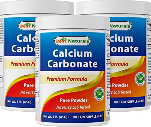 Best Naturals Calcium Carbonate Powder 1 Pound - Food Grade (16 OZ (Pack of 3))