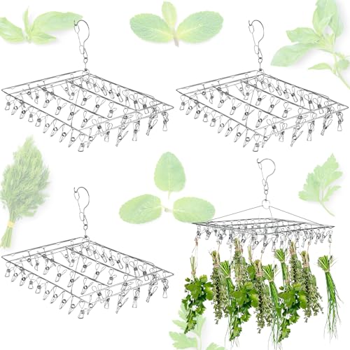 Oungy 4 Pcs Hanging Herb Drying Rack with 50 Clips