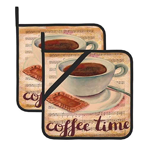 Pot-Holders-for-KitchenCoffee-Theme-Coffee-TimeHeat-Resistant-Potholder-Non-Slip-Heat-Pad-2-PCSOven-Mitts-Potholders-for-Daily-Kitchen-BakingCookingRestaurant-8-Inch Pot Holders for KitchenCoffee Theme Coffee TimeHeat Resistant Potholder Non Slip Heat Pad 2 PCSOven Mitts Potholders for Daily Kitchen BakingCookingRestaurant 8 Inch