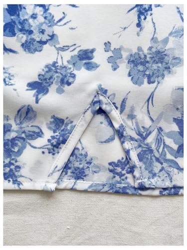 Floerns Women's Floral Puff Sleeve Square Neck A Line Dress Ruched Bust Boho Flared Mini Dresses4