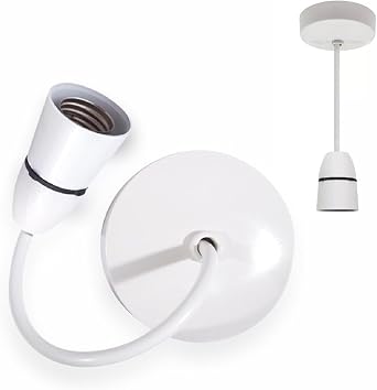 LORD C Ceiling Pendant E27 100W Heavy Duty Light Bulb Holder Light Fitting Set 6”(150mm) Lamp Hanging Light for Living Dining Room Bedroom Kitchen Supplies Home 1PC ((White) [Energy Class A+++]