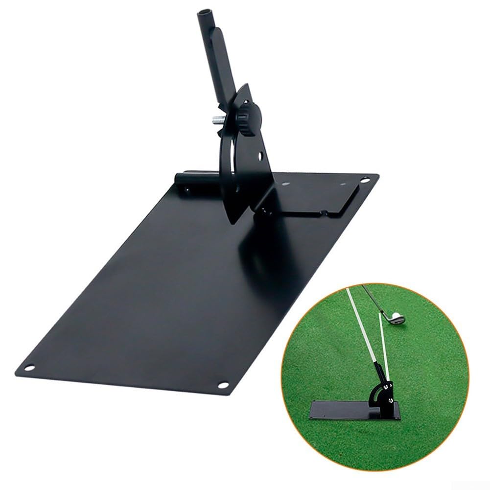 Placa de alineación de entrenador de swing de golf, soporte de palo de ángulo ajustable para calibración de columpio, ayuda de estabilidad de base de hierro pesado para práctica, color
