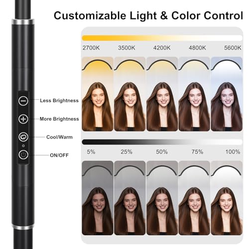 Image of Half Moon LED Floor Light - Professional Shadow-Free, Touch Control Dimmable Lamp | for Lash Techs, Estheticians & Tattoo Artists | Eyelash Extensions, Nail Art, Home & Office