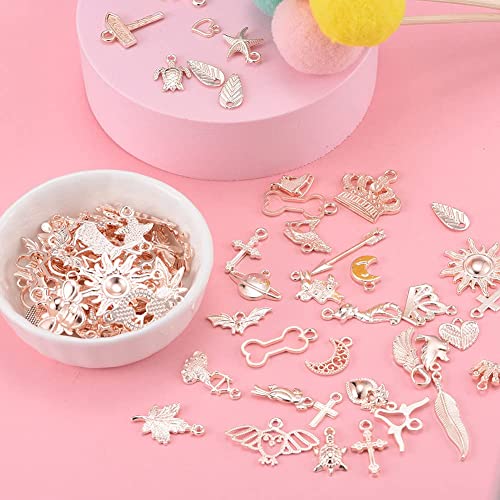 100G Mixed Rose Gold Plated Metal Charm Pendant For Diy Jewelry Making Necklace Bracelet Earring Diy Lots Jewelry Accessories Flower Charms Wholesale (A531) #TOP4
