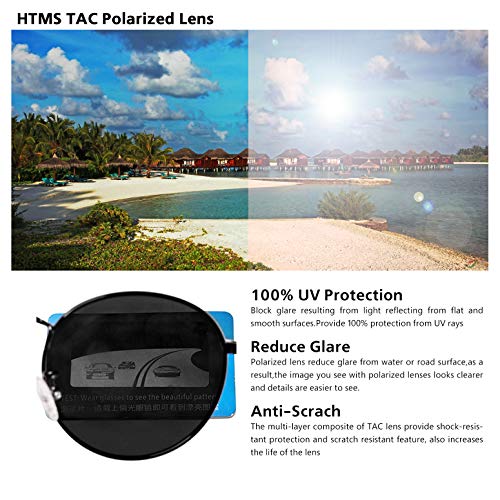 Image of Small Round Polarized Sunglasses Retro Men Women Mirrored Lens Metal Frame Circle Sun Glasses Shades