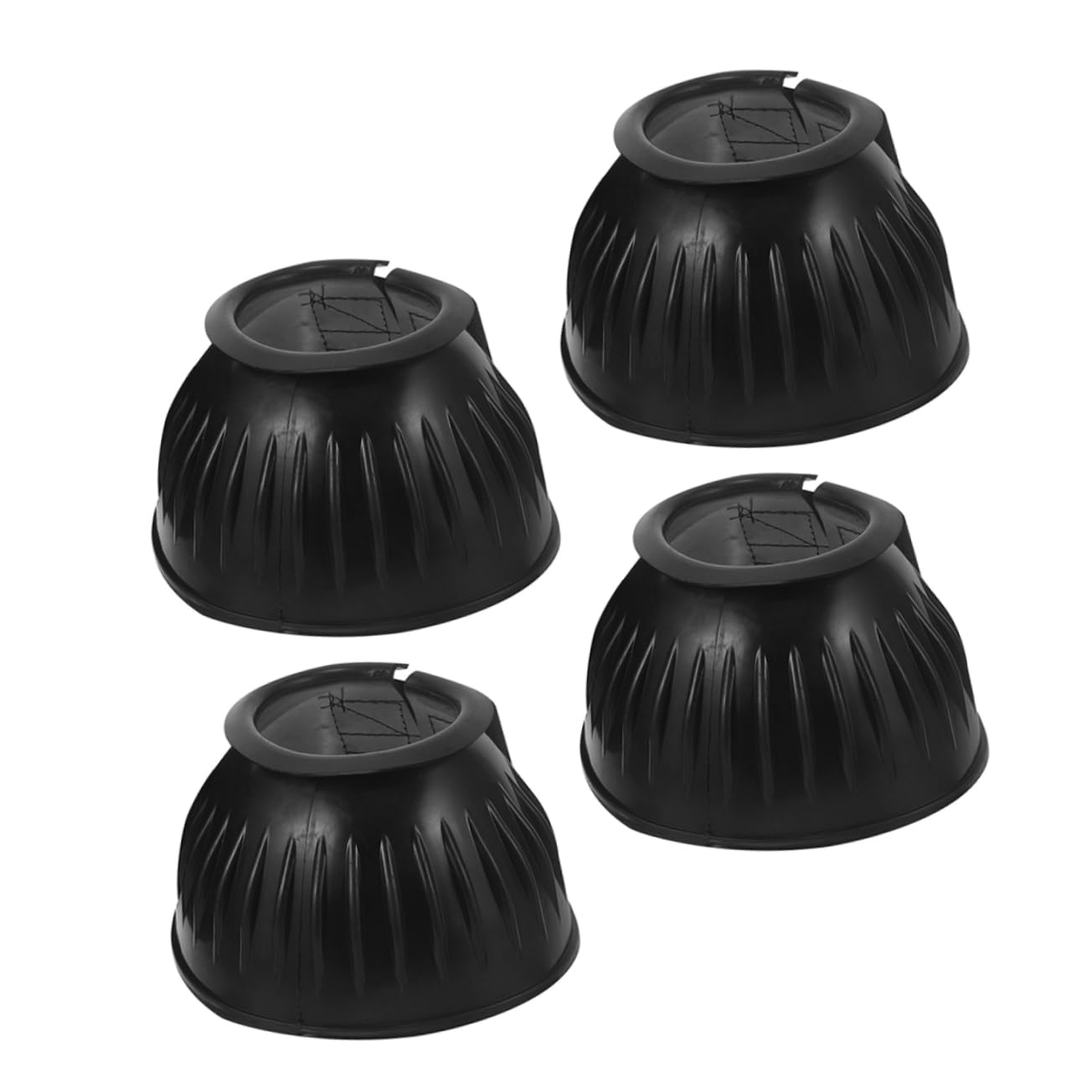 Pferdeglockenstiefel mit Anti Rutsch Schutz, 4 Stück aus Gummi, Schwarz