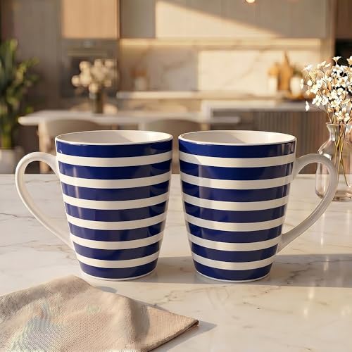 Image of U.P.C. U.P.C.Milk Mug Set of 2 | Ceramic & Bone China Coffee Milk Cups | Designer Printed Tea Coffee Mug Set | Large Capacity Milk Mugs | Microwave Safe Cup Set | Kitchen Drinkware Gift Set