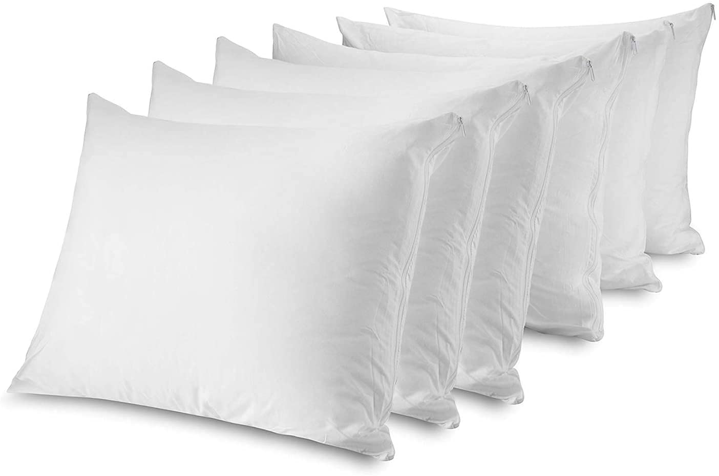 CIRCLESHOMEKing Pillow Protectors | 100% Cotton Breathable Pillow Covers | Protects from Dirt, debris | Healthy & Quiet (King - 6 Pack) (20x36)