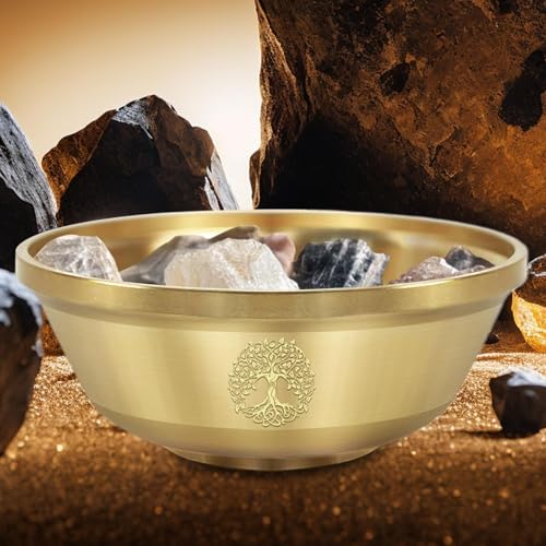 Cuenco de pentagrama Generisch de metal y cristal para rituales de meditación 4