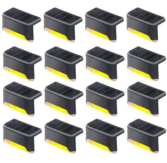 Btag Solar-Powered Deck Light Ð IP65 Waterproof LED Step, Stair, Fence & Railing Light with Wide-Angle Illumination, Rechargeable Outdoor Lighting for Yard, Patio & Pathway.Pack of 16