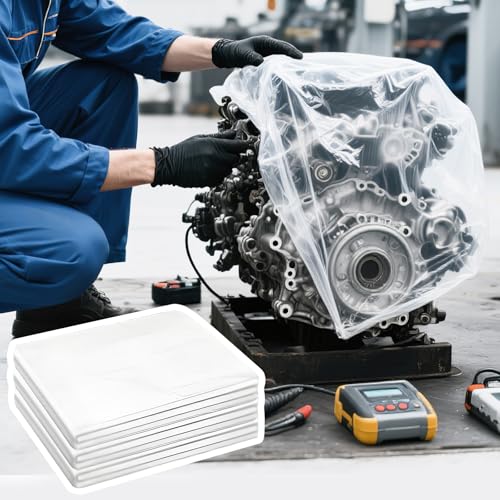 Hovom 10PCS Engine Bag Cover, 39.4×47.2 Inch Clear Plastic Engine Storage Bag, Transparent Dustproof Car Engine Protective Cover, Universal Engine Cover for Engine Protection (39.4×47.2 inches)