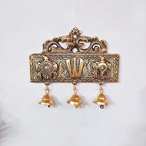 Image of KridayKraft Tirupati Door Hanging Shankh Chakra Namah Latkan Gold Plating Antique Decorative for Home,Office & Room,Showpiece Figurines,Religious Idol..., 15 cm , 3 cm
