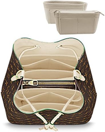 LEXSION Organizer,Bag Organizer,Insert purse organizer with 2 packs in one set fit LV NeoNoe Noé Series perfectly beige Size: M