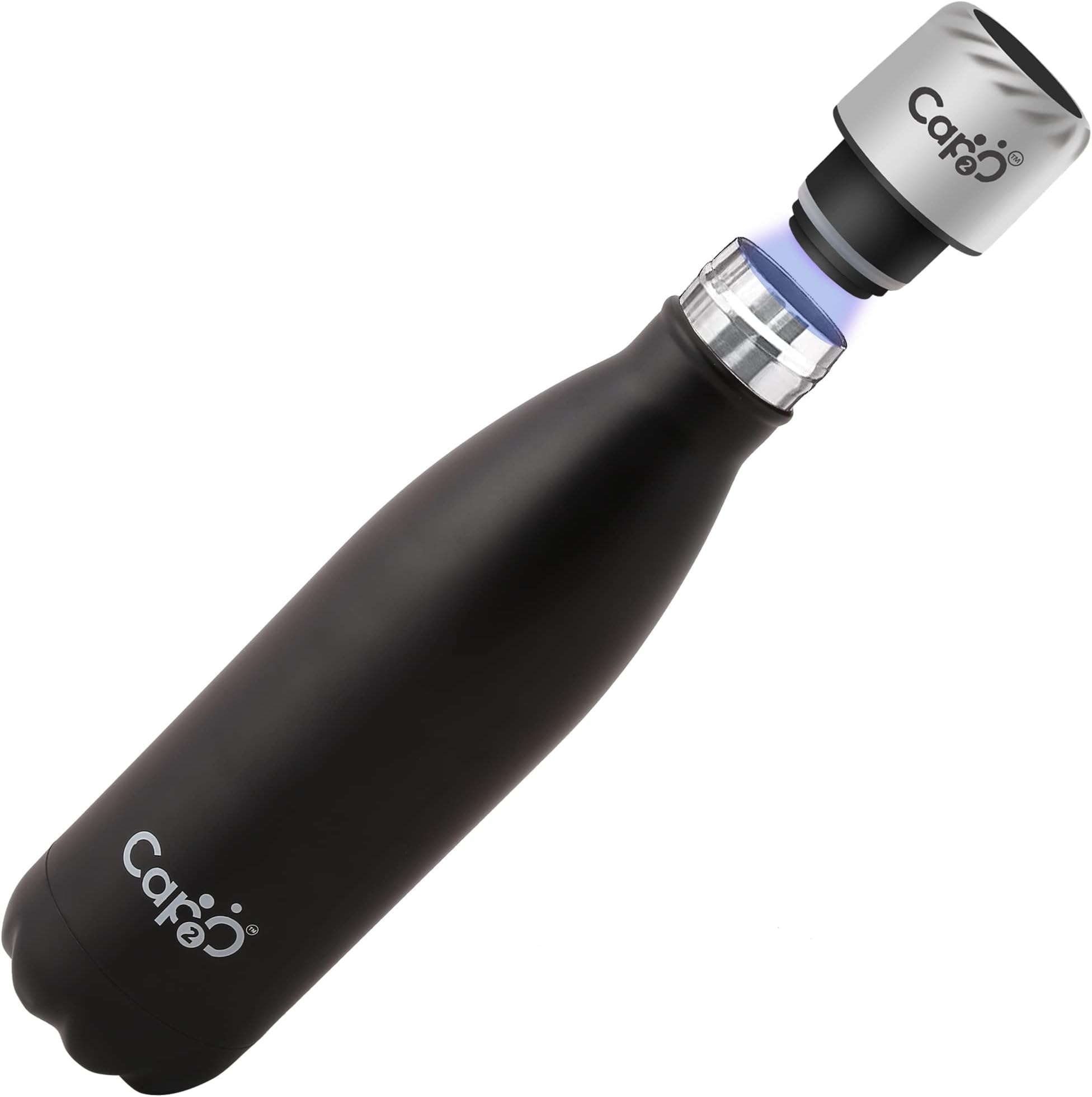 Cap2OInbuilt UV Technology Smart Water Bottle Touch Enabled Sterilization Rechargeable Reusable Stainless Steel Insulated Travel Friendly- 500 Ml