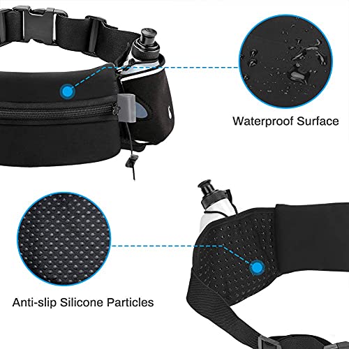 Image of Hydration Running Belt with 2 Water Bottles(2 x 300ML), Reflective Running Waist Bag Bum Bag Adjustable Sports Waist Pouch for Marathon Running Hiking Camping Cycling Jogging