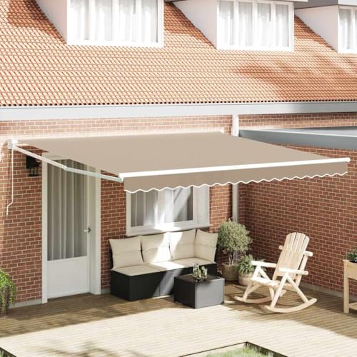 Auvent rétractable beige de jardin pour ombrager une terrasse en été