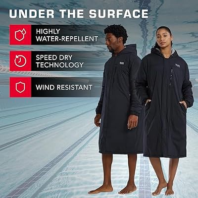 TYR Hydrosphere Tech Adult Swim Parka - Swimming Cover Up for Women, Men - Fleece Lining, Multiple Pockets