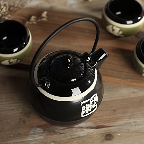 Panbado Tetera con 4 Tazas de Porcelana de Estilo Japonés Juegos de Café de Porcelana de 5 Piezas Tetera de Té Kungfu de… - Imagen 3