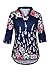Dokotoo Womens Floral Boho Floral Print Long Sleeve Cotton Blosue Juniors Casual Tops Blouses Navy Medium