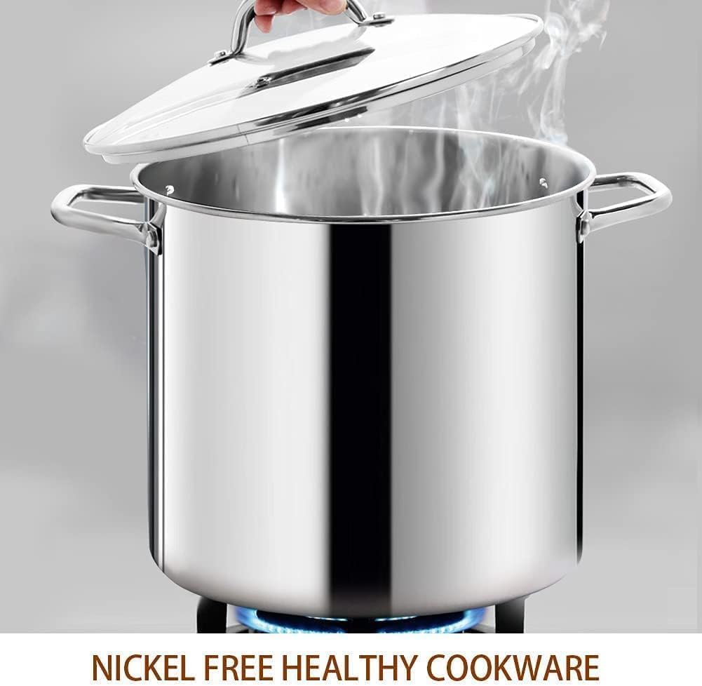 HOMICHEF Commercial Grade Large Stock Pot 20 Quart with Lid