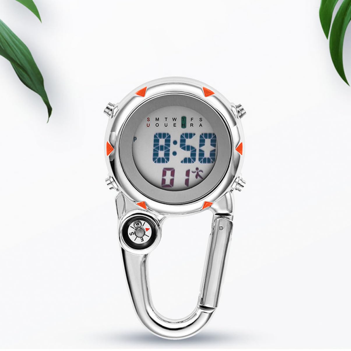 Toyvian Bergsteiger Hakenhangtisch Kletteruhr Ansteckuhr Uhr Aus Edelstahl Karabiner Uhr Beim Klettern Aufpassen Clip Watch Rucksackuhr Orange Rostfreier Stahl
