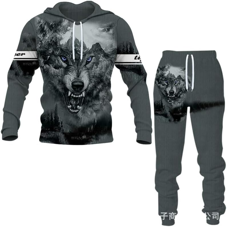 Oneforus Herren Trainingsanzug Wikinger 3D Print - Hoodie & Hose 2-teilig