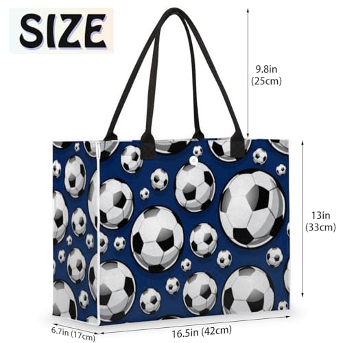 Cartoon Football Patterns Tote Bag for Women Large Beach Bag Reusable Tote Bags for Work Travel Beach Shopping2